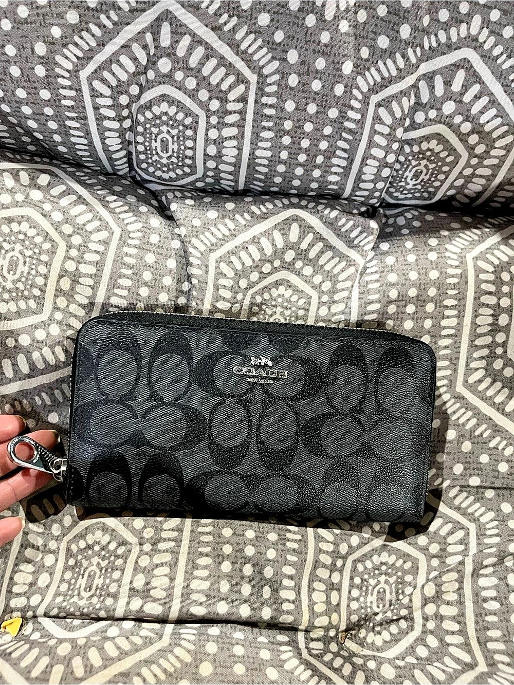 Coach Long Zip Around Wallet in Signature Canvas Black